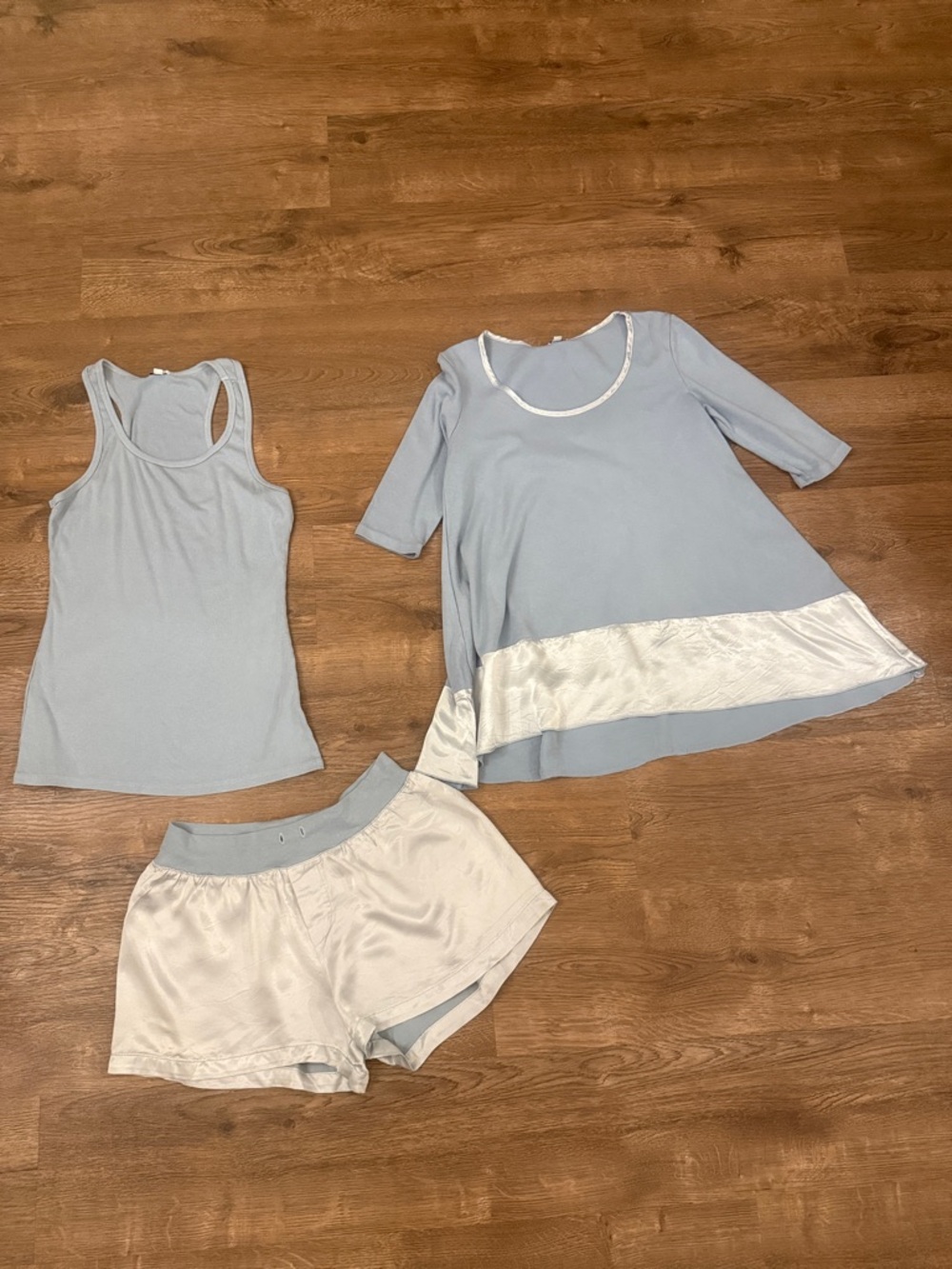 PJ Harlow Women's Light Blue & Cream 3-Piece Sleep Set Size Medium